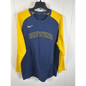 Nike Milwaukee Brewers Sweatshirt Mens Blue/Yellow MLB Team Issued Size L